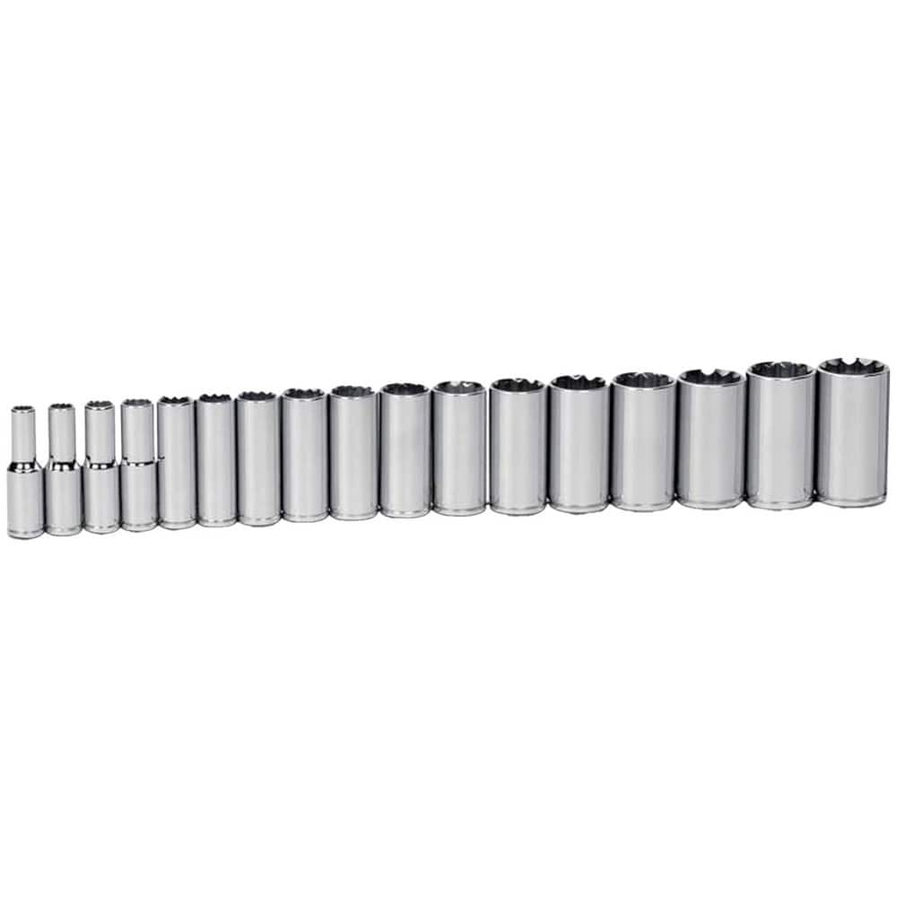 Socket Sets, Set Type: Deep , Measurement Type: Metric , Drive Size: 1/2 , Minimum Size (Inch): 25/64 , Maximum Size (Inch): 1-17/64  MPN:JHWMSSD-17RC