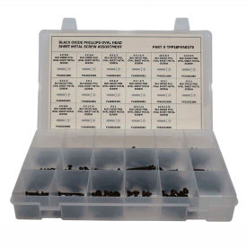 275 Piece Sheet Metal (Tapping) Screw Assortment - #6 to #12 - Phillips Oval Head - Black Oxide TFP18FVABK275