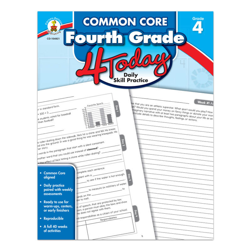 Carson-Dellosa Common Core 4 Today Workbook, Grade 4 MPN:104821