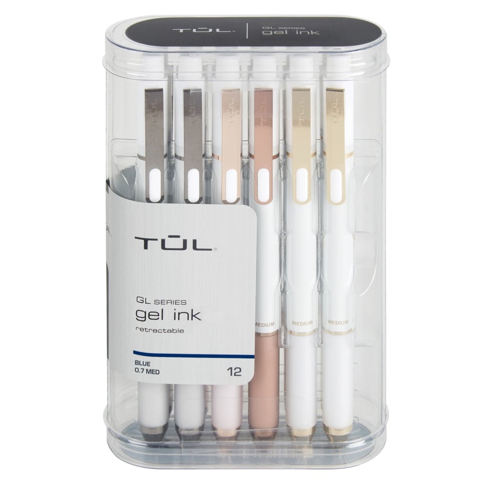 TUL GL Series Retractable Gel Pens, Medium Point, 0.7 mm, Pearl White Barrel, Blue Ink, Pack Of 12 Pens (Min Order Qty 4) MPN:PGM12BL