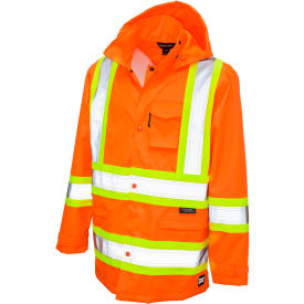 Tough Duck Ripstop Safety Rain Jacket CSA Class 2 Level 2 4XL Fluorescent Orange S37231-FLOR-4XL