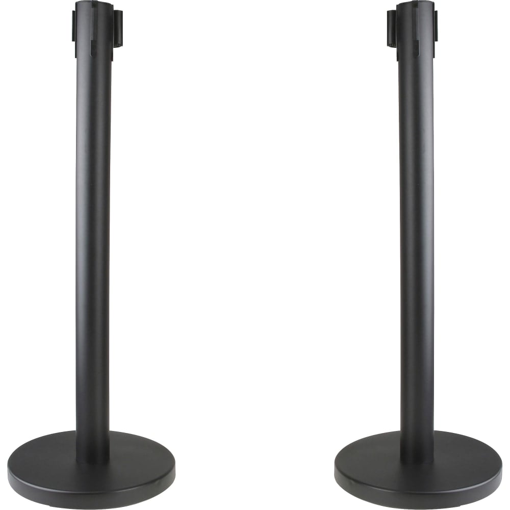Genuine Joe Crowd-Control Posts With Web Tape, 34in, Black, Pack Of 2 Posts MPN:00466