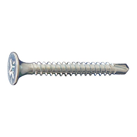 Self-Drilling Screw, #10 x 3-1/2 in, Zinc Plated Steel Flat Head Phillips Drive, 1500 PK MPN:DWSDZ10312