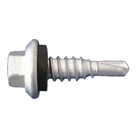 Self-Drilling Screw, #14 x 7/8 in, Dagger Guard Steel Flange Hex Head External Hex Drive, 2500 PK MPN:FLGSD1CT14078