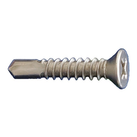 Self-Drilling Screw, #8 x 3/4 in, Plain 410 Stainless Steel Flat Head Phillips Drive, 10000 PK MPN:FPSDSS08034