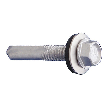 Self-Drilling Screw, #12-24 x 2 in, Dagger Guard 410 Stainless Steel Flange Hex Head 2000 PK MPN:NEOSD5SSCT1220