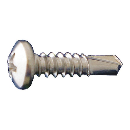 Self-Drilling Screw, #1 x 3/4 in, Plain 410 Stainless Steel Pan Head Phillips Drive, 5000 PK MPN:PPSDSS10034