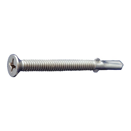 Self-Drilling Screw, #12-24 x 1 in, Dagger Guard 410 Stainless Steel Flat Head Phillips Drive MPN:SD4SSWW1220