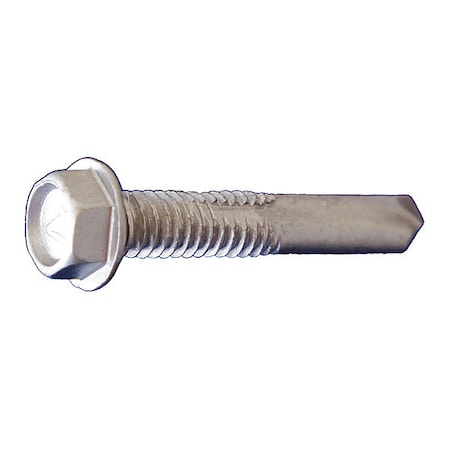 Self-Drilling Screw, #12-24 x 1-1/4 in, Dagger Guard 410 Stainless Steel Flange Hex Head 2500 PK MPN:SD5SSCT121104