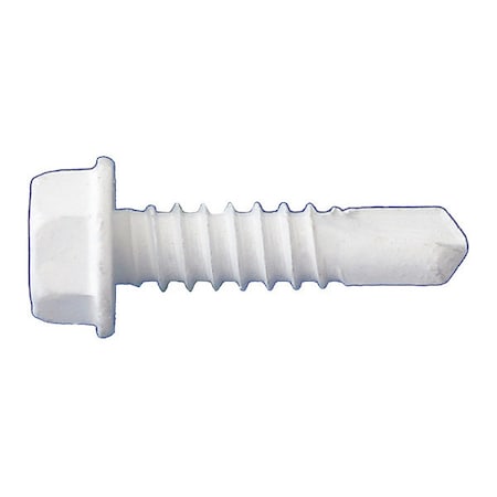 Self-Drilling Screw, #12 x 3/4 in, Dagger Guard White Coating Steel Flange Hex Head 5000 PK MPN:SDCT12034WHT