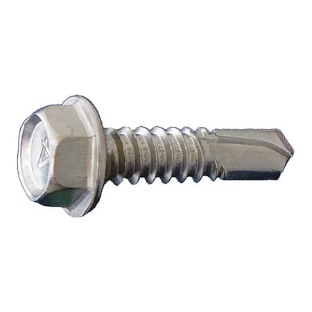 Self-Drilling Screw, #12 x 1 in, 410 Stainless Steel Flange Hex Head External Hex Drive, 2500 PK MPN:SDSS1210
