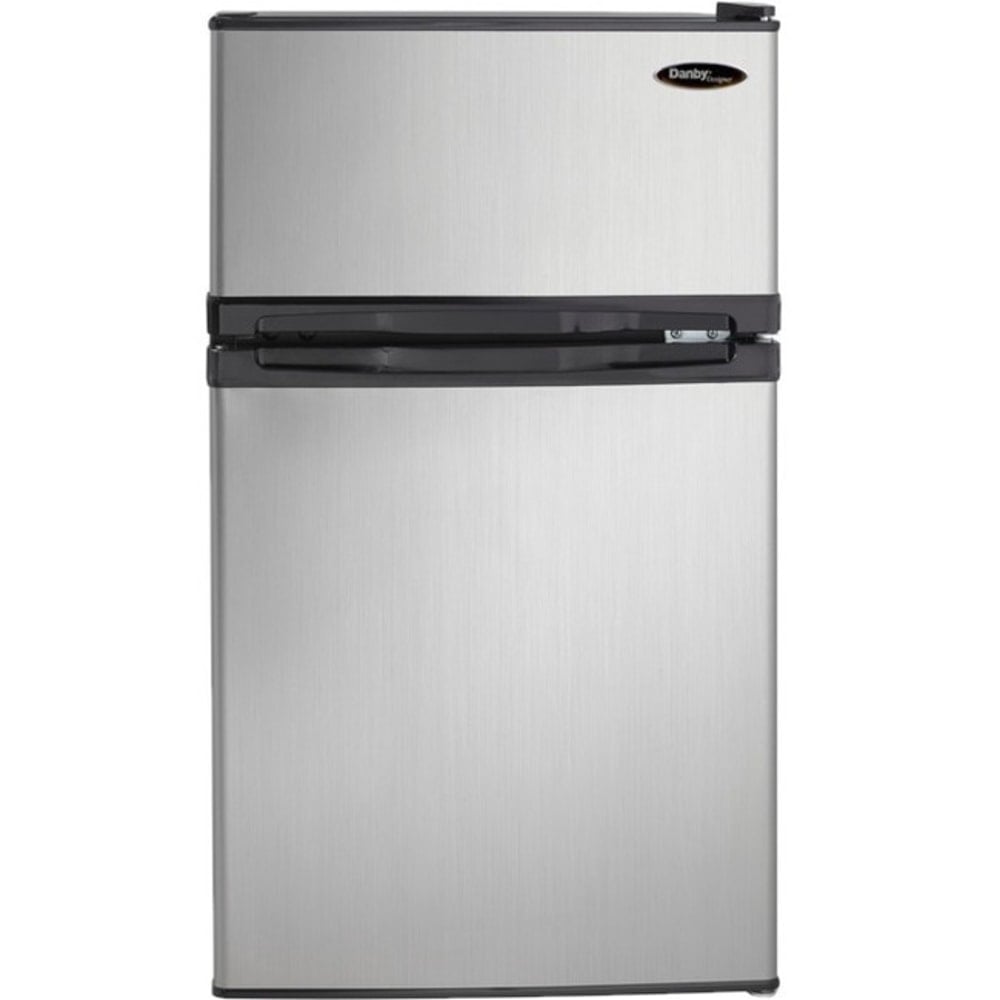 Danby Designer Dual Door Compact Fridge with Freezer - 3.10 ft³ - Reversible - 2.23 ft³ Net Refrigerator Capacity - DCR031B1BSLDD MPN:DCR031B1BSLDD