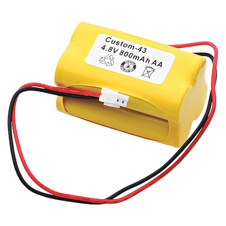 Dantona Battery - For Emergency Lighting - Battery Rechargeable - AA - 800 mAh - 4.8 V DC - 1-/ Pack MPN:CUSTOM-43
