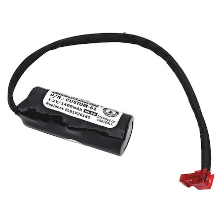 Dantona Battery - For Emergency Lighting - Battery Rechargeable - 4/5 A - 1200 mAh - 1.2 V DC - 1-/ Pack MPN:CUSTOM-51