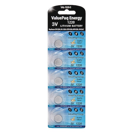 Battery 3 Volt Lithium (CR) Dantona 5 Pack Lithium Batteries MPN:VAL-1220-5