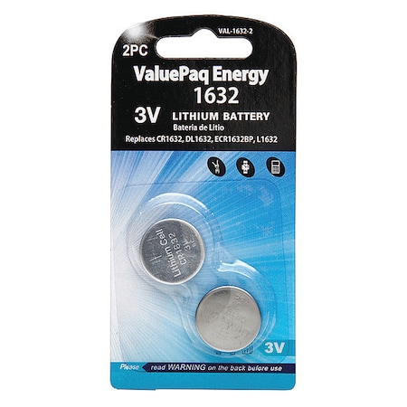 Battery 3 Volt Lithium (CR) Dantona 2 Pack Lithium Batteries MPN:VAL-1632-2