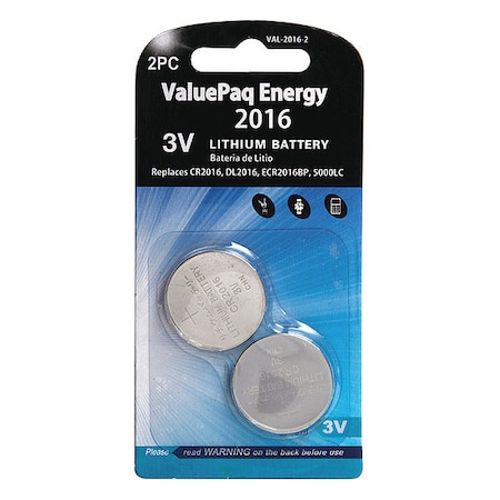 Battery 3 Volt Lithium (CR) Dantona 2 Pack Lithium Batteries MPN:VAL-2016-2