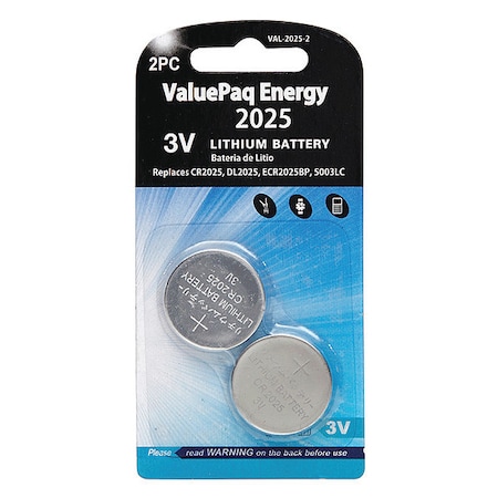 Battery 3 Volt Lithium (CR) Dantona 2 Pack Lithium Batteries MPN:VAL-2025-2
