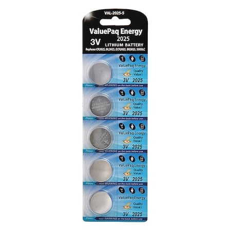 Battery 3 Volt Lithium (CR) Dantona 5 Pack Lithium Batteries MPN:VAL-2025-5