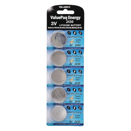 Battery 3 Volt Lithium (CR) Dantona 5 Pack Lithium Batteries MPN:VAL-2430-5