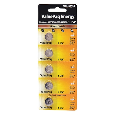 Battery 1.55 Volt Silver Oxide Dantona 5 Pack Specialty Batteries MPN:VAL-357-5