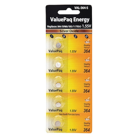 Battery 1.55 Volt Silver Oxide Dantona 5 Pack Specialty Batteries MPN:VAL-364-5