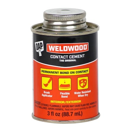 Contact Cement, Weldwood, 3 fl oz, Bottle, Tan MPN:00107