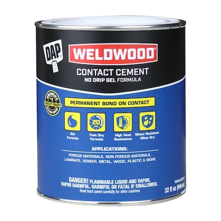 Contact Cement, Weldwood Gel Series, Tan, 1 qt, Can MPN:25312