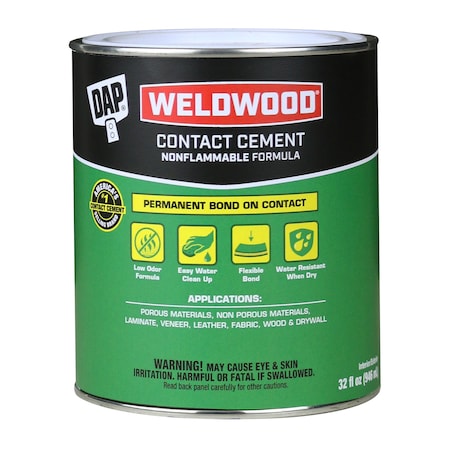 Contact Cement, Weldwood Nonflammable Series, Natural, 1 qt, Can MPN:25332