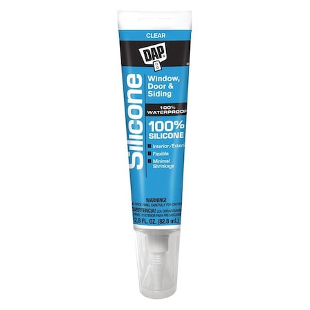 Silicone Sealant, 2.8 fl oz, Tube, Clear, Silicone Base, Window, Door & Siding MPN:00753