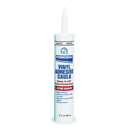 Acrylic Latex Adhesive Caulk, 10 oz, Cartridge, Black, Acrylic Latex Base, Phenoseal MPN:06102