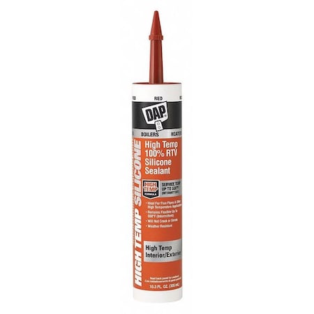 Waterproof Silicone Sealant, 10.3 oz, Red, Temp Range 40 to 500 Degrees F MPN:08013