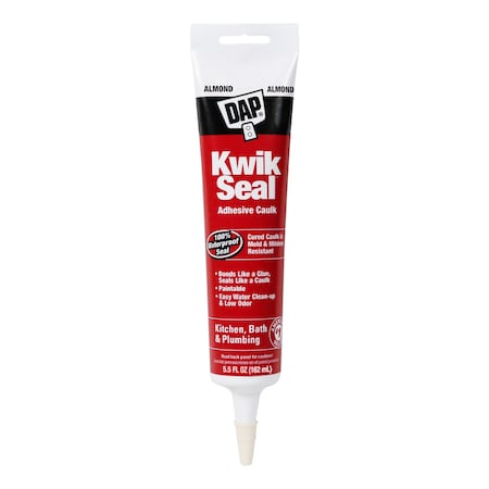 Acrylic Latex Adhesive Caulk, 6 oz, Tube, Almond, Acrylic Latex Base, Kwik Seal MPN:18013