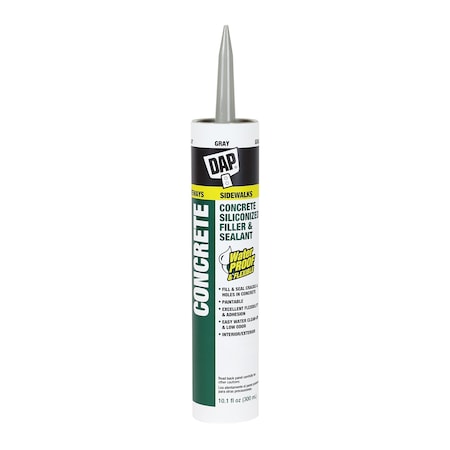 Crack Filler, 10.1 oz, Cartridge, Gray, Silicone Base, Concrete Watertight MPN:18096