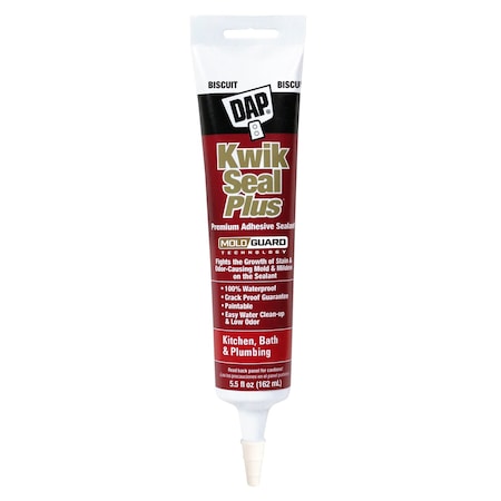 Acrylic Latex Sealant, 6 oz, Tube, Biscuit, Acrylic Latex Base, Kwik Seal Plus MPN:18539