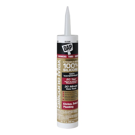 Silicone Sealant, 10 oz, Cartridge, Clear, Silicone Base, Kitchen, Bath & Plumbing MPN:7079808668