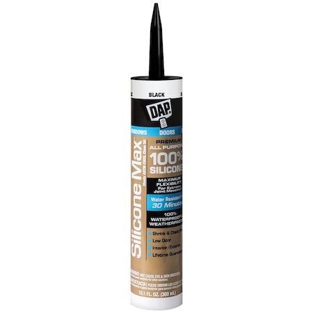Sealant, 10 oz, Cartridge, Black, Silicone Base, Silicone Max MPN:7079808789
