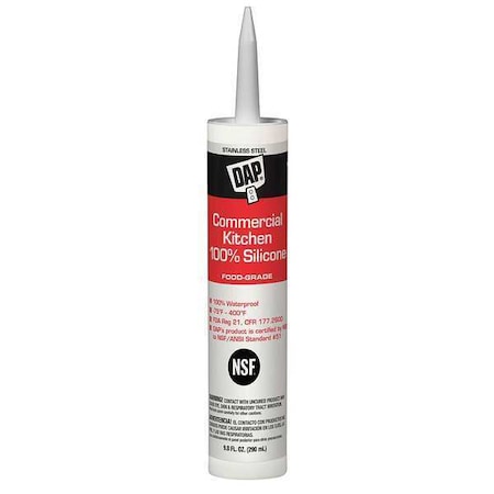 Silicone Sealant, 10 oz, Cartridge, Stainless Steel, Silicone Base, Commercial Kitchen MPN:8660