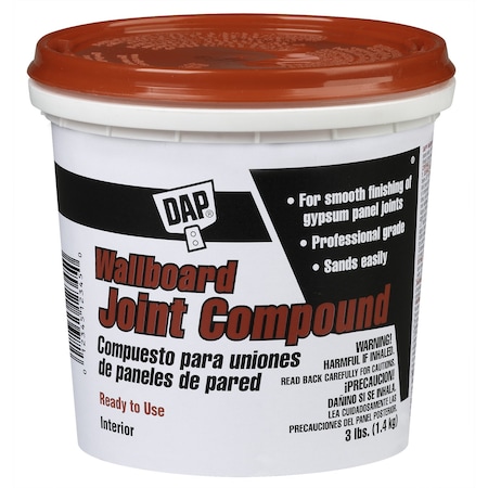 Wallboard Joint Compound, 3 lb, Tub, White, Wallboard MPN:10100