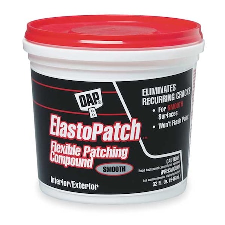 Patching Compound, 1 qt, Tub, White, ElastoPatch MPN:12278