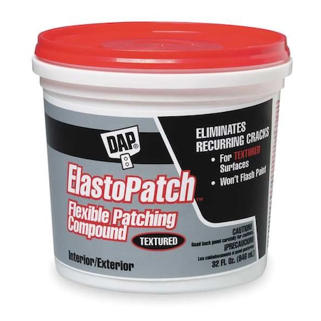 Patching Compound, 1 qt, Tub, Off White, ElastoPatch MPN:12288