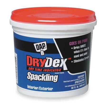 Spackling Paste, 1 qt, Tub, White, DryDex MPN:12330