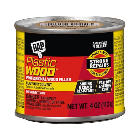 Solvent Wood Filler, Can, Natural, Plastic Wood MPN:21502