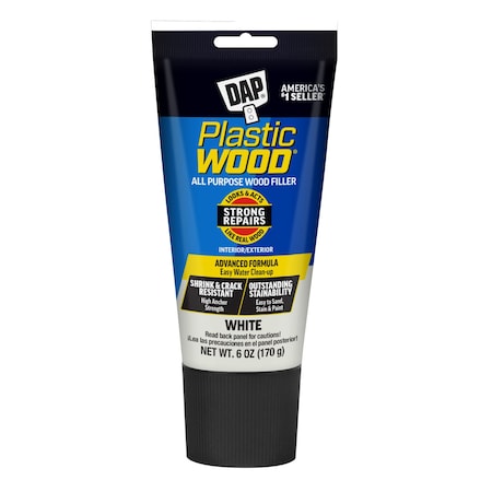 Wood Filler, 6 oz, Tube, White, Plastic Wood MPN:7079800585
