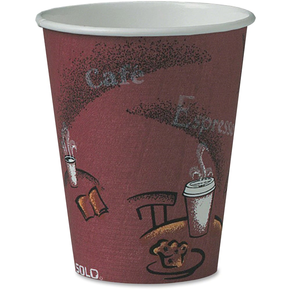 SOLO Bistro Design Disposable Paper Cups, 8 Oz, Maroon, 50 Cups Per Pack, Carton Of 20 Packs MPN:378SI0041CT
