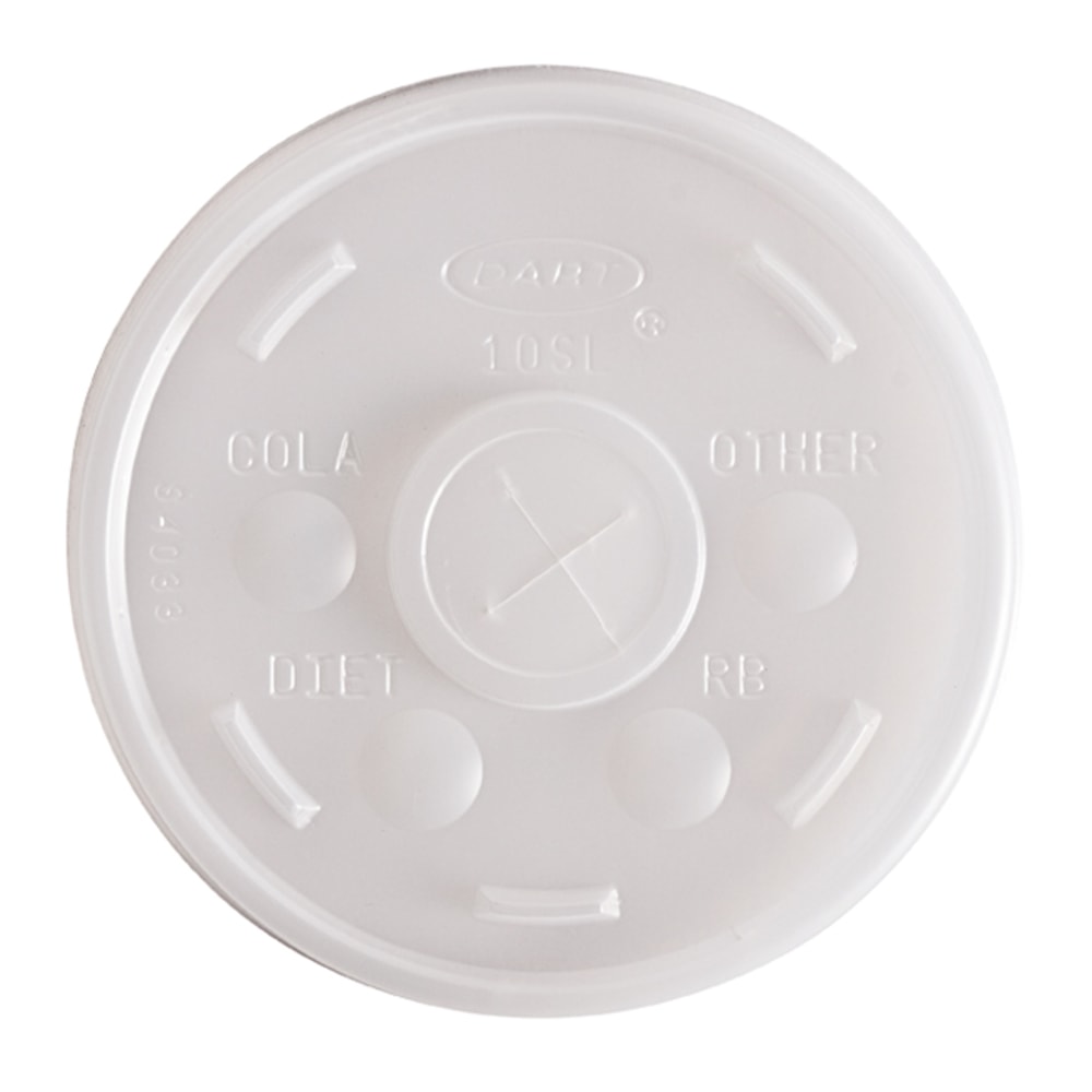 Dart Plastic Cold Cup Lids, Fits 10 oz Cold Cups, Translucent, 100/Pack, 10 Packs/Carton MPN:DCC10SL