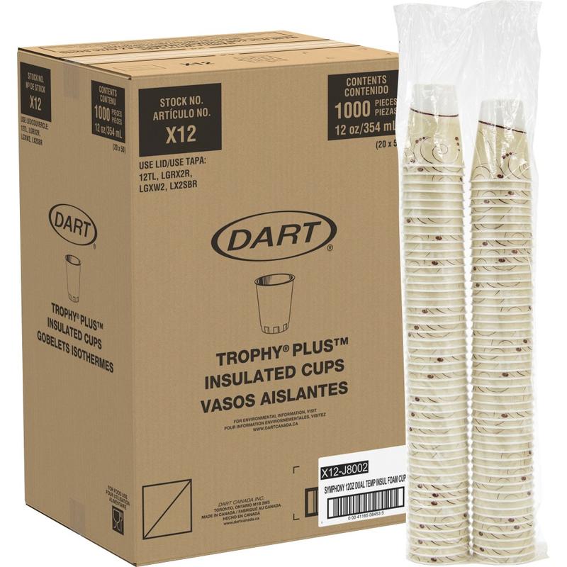Solo Trophy Plus 12 oz Symphony Insulated Hot/Cold Cups - 12 fl oz - Beige - Foam - Hot Drink, Cold Drink, Beverage - 100/Pack - 10 / Carton MPN:X12J8002PCT