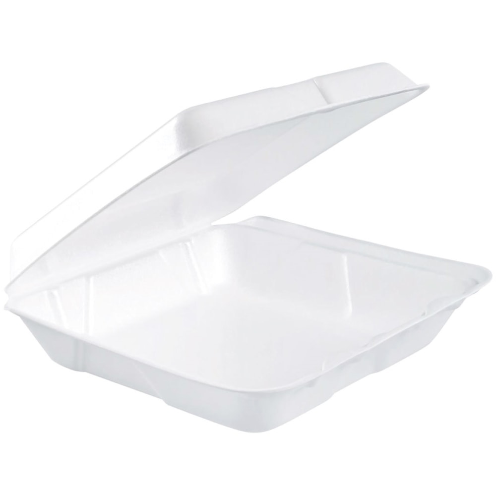 Dart Foam Hinged-Lid Containers, 2-1/4inH x 7-1/2inW x 8inD, White, Carton Of 200 Containers MPN:80HT1R