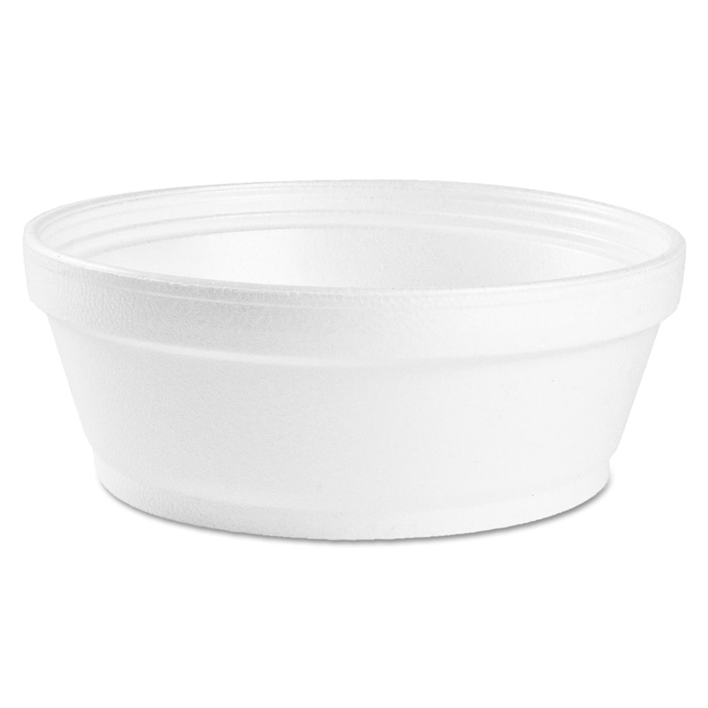 Dart Foam Containers, Squat, 8 Oz, 1-1/8inH x 4-5/8inW x 4-5/8inD, White, Carton Of 500 Containers MPN:8SJ32