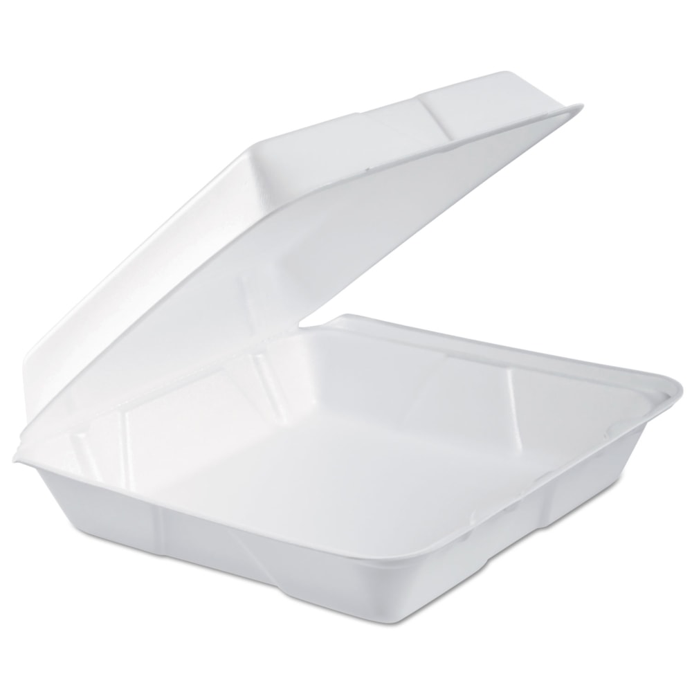Dart Foam Hinged-Lid Containers, Performer Perforated Lid, 3inH x 9-5/16inW x 9-1/2inD, White, 100 Containers Per Bag, Carton Of 2 Bags MPN:95HTPF1R